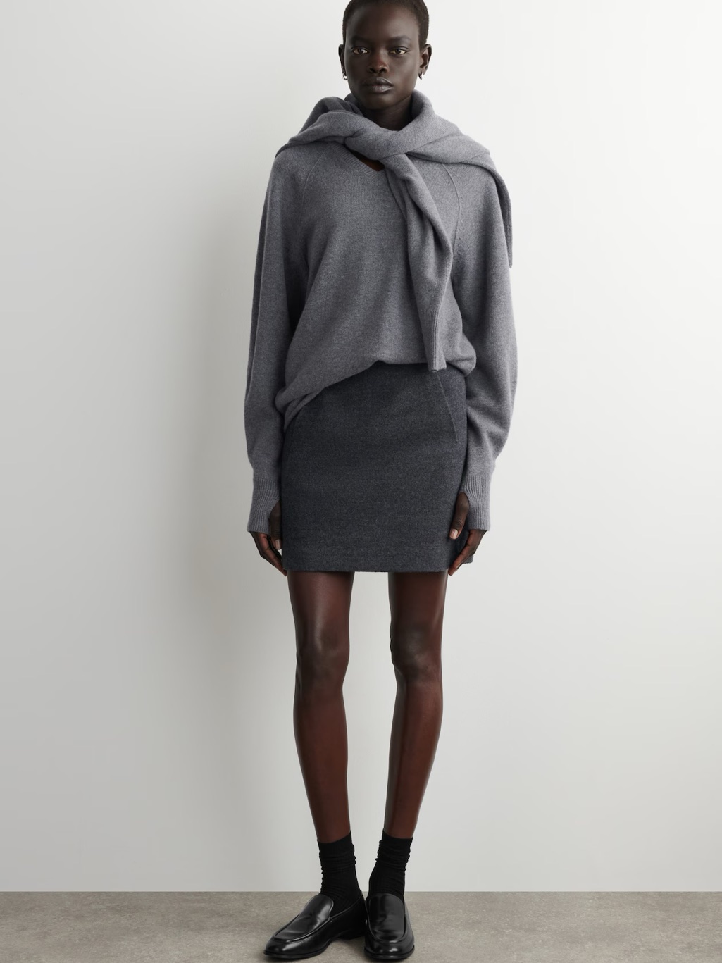 Nwt (Size M) Cos Boiled Merino Wool Mini Skirt